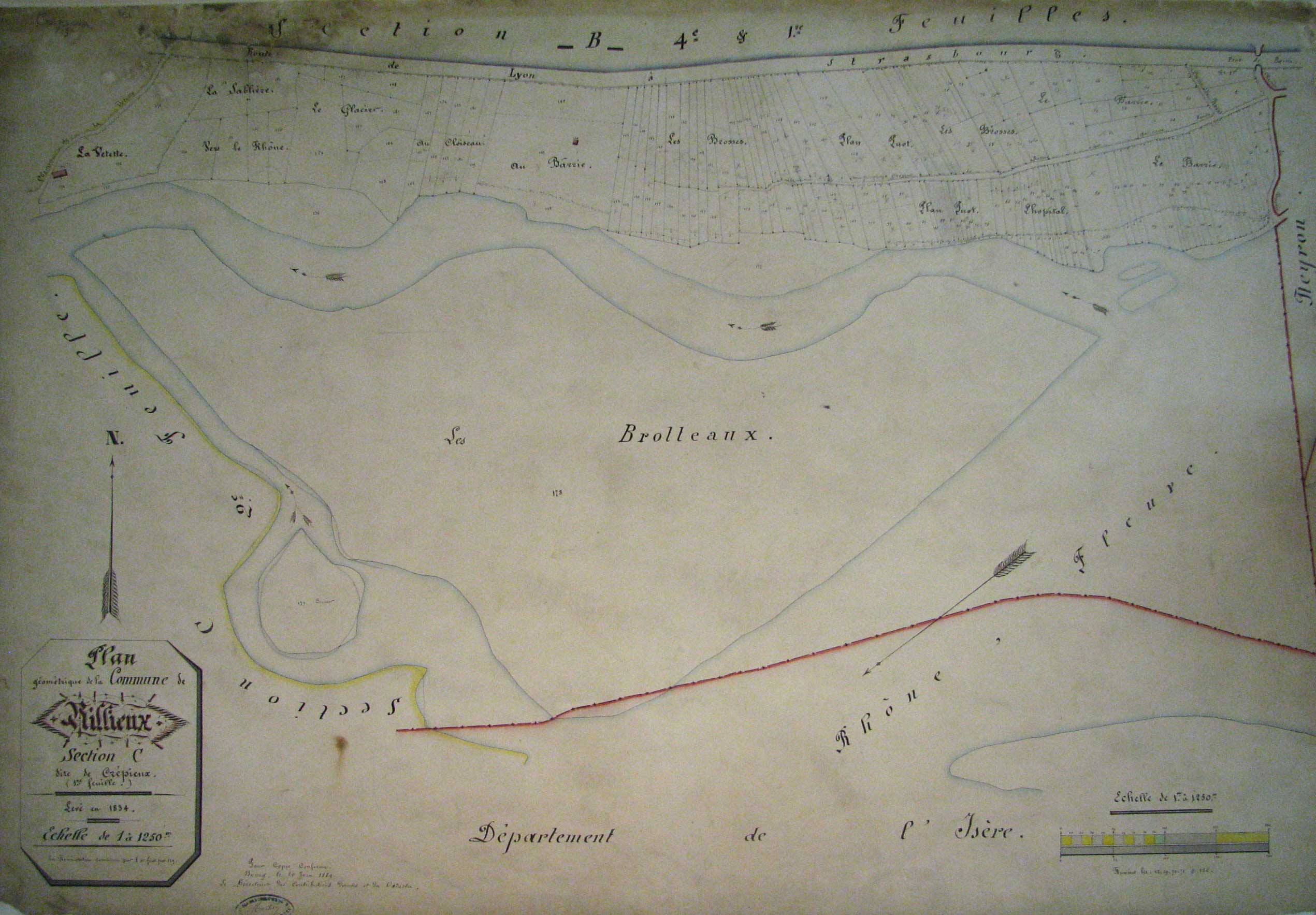 Plan gomtrique de la commune de Rillieux Site de Crpieux (en 1834)